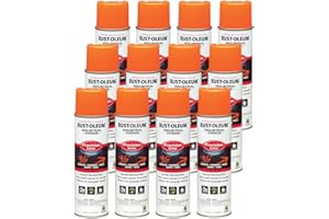 Rust-Oleum 203036-12PK Industrial Choice Inverted Water-Based Marking Spray Paint, 17 Oz, Fluorescent Orange, 12 Pack