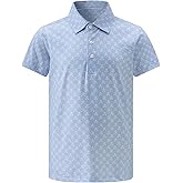 Lenygose Boys Golf Shirts Short Sleeve Performance Polo Dry Fit Moisture Wicking Casual Printed Shirt for Kids 5-14 Years