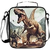 ZOEO Lunch Box, 3D Dinosaur T-Rex Disaster Dragon Prep Kids Cooler Insulated Lunch Bag Tote Freezable Shoulder Strap Waterproof Picnic Meal for School Office
