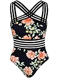 Hilor Women's Retro One Piece Swimsuits Hollow