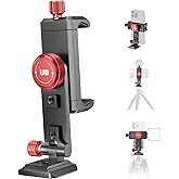 UBeesize Metal Phone Tripod Mount Cold Shoes with Arca QR Base, 3 Control Knob 360° Cell Phone Tripod Adapter for iPhone, Samsung, Desktop Tripod Smartphone Holder for Video Streaming Vlogging Rig