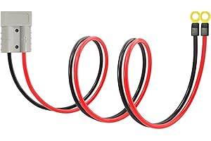 GUIRUIMOON Anderson Plug Connection Cable, 50A Battery Quick Connector, Jumper Cable Connector with 10AWG Cable Trailer Winch Quick Connection Cable with Copper Ring. (50CM)