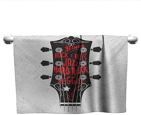 Amazon Co Jp Xixibo カスタム タオル ギター 手描き ジャンル ブルース ポップ ハードロック レゲエ カントリー ミュージック イラスト バーミリオン ブラック ホワイト 簡単ドライタオル W 24 X L 8 Inch ホーム キッチン
