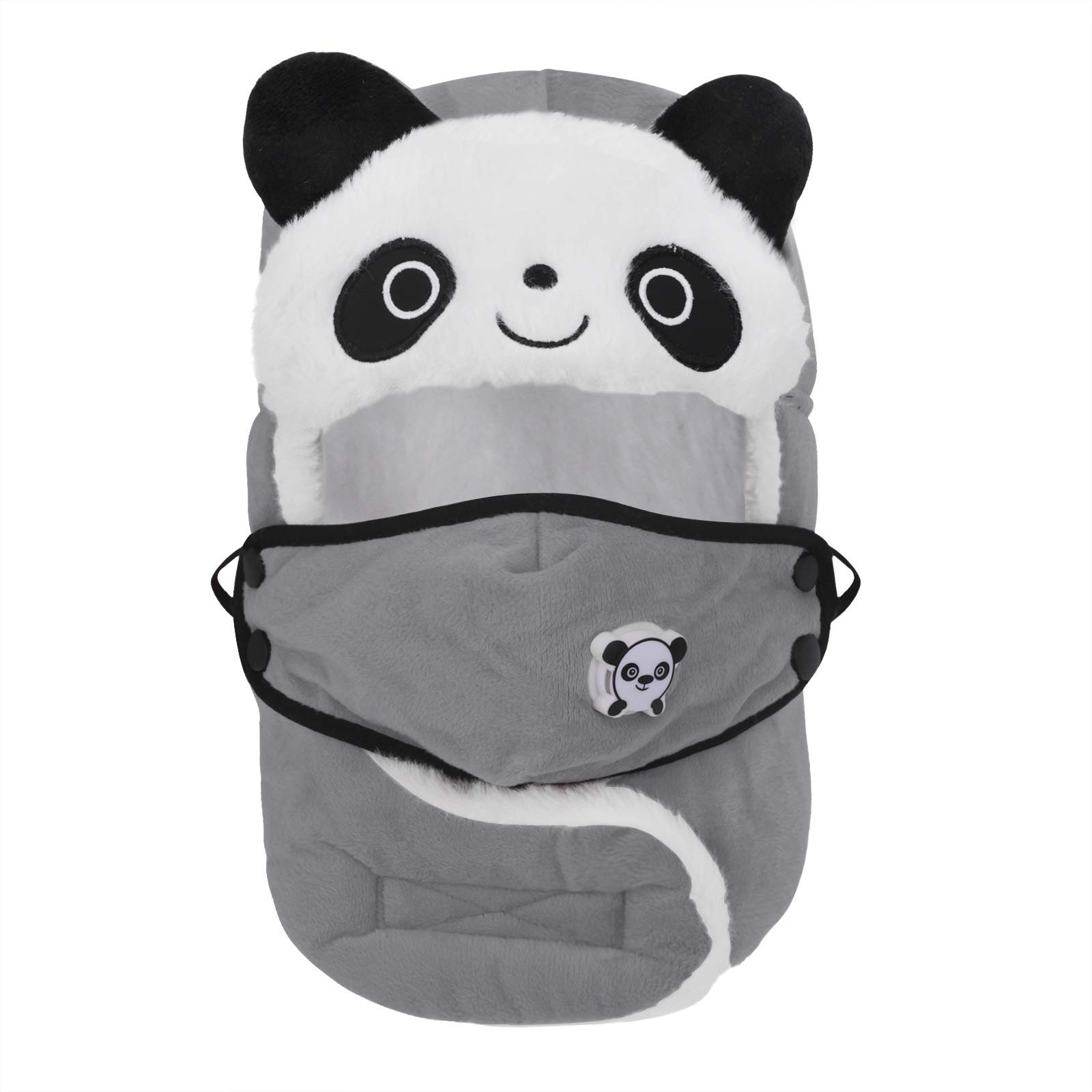IPENNY Boys Girls Panda Winter Thermal Hat Cold Weather Fur Hat Outdoor Headwear with Earflap Windproof Face Mouth Cover Full Protection Warm Hat Skiing Cycling Hiking Hat for Aged 5-15Y
