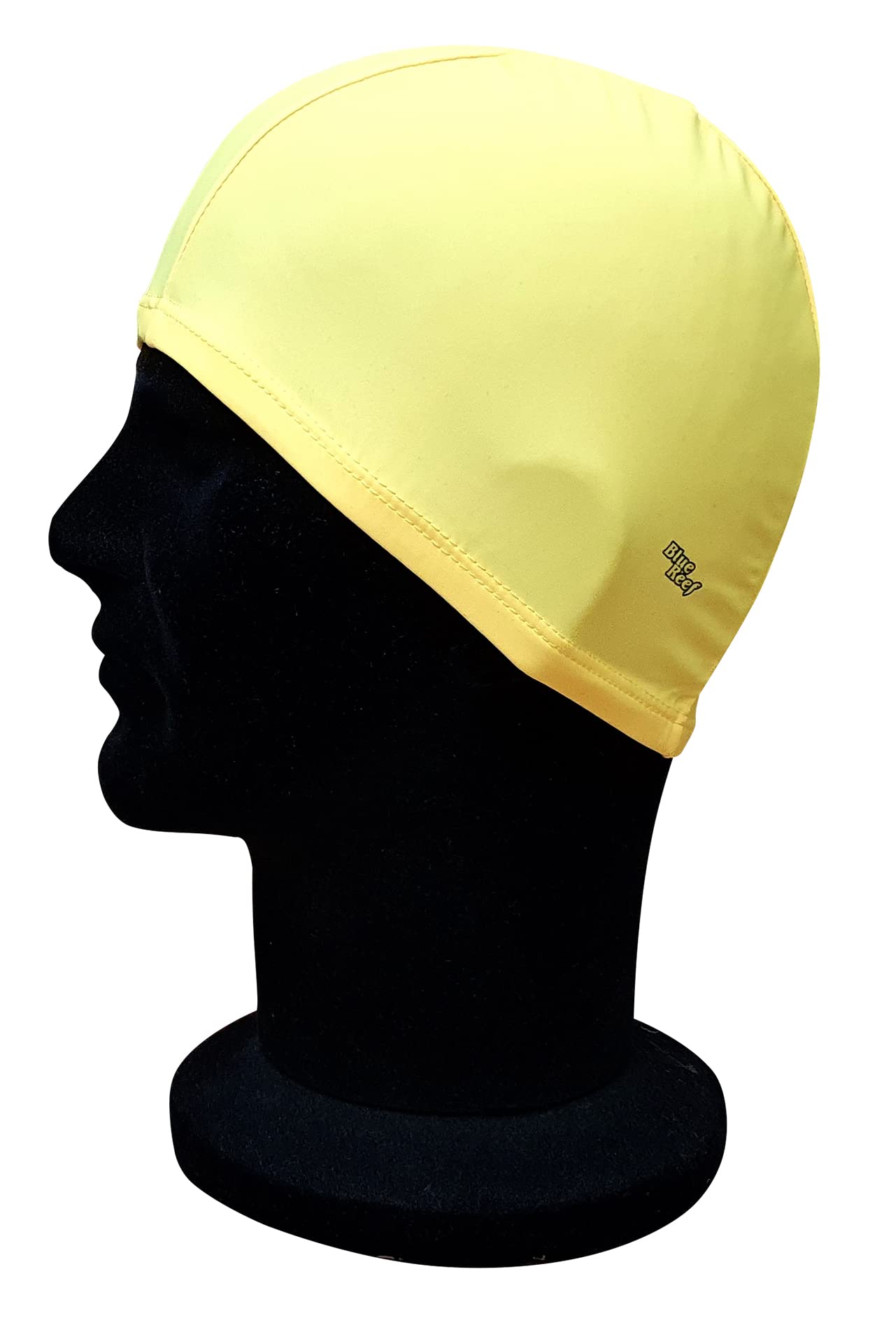 Blue Reef Elasticated Spandex Stretchy Anti Tear Easy Fit Plain Non Waterproof Deluxe Pull On Swimming Hat Swim Cap One Size Suitable For All Ages 3+ Years (Yellow)