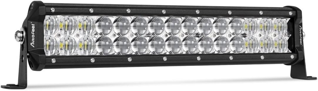LED Light Bar, Autofeel 15" Two Row Spot Flood Combo Beam Driving Light Emergency Light Fog Light Snow Light Flashing Amber Light Spot Flood Off Road Light Bar for Pickup Truck Jeep ATV UTV SUV
