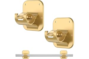 JHCJHC 2PCS No Drill Adhesive Curtain Rod Brackets, Curtain Rods No Drilling Renter Friendly Hooks No Damage Curtain Holders,