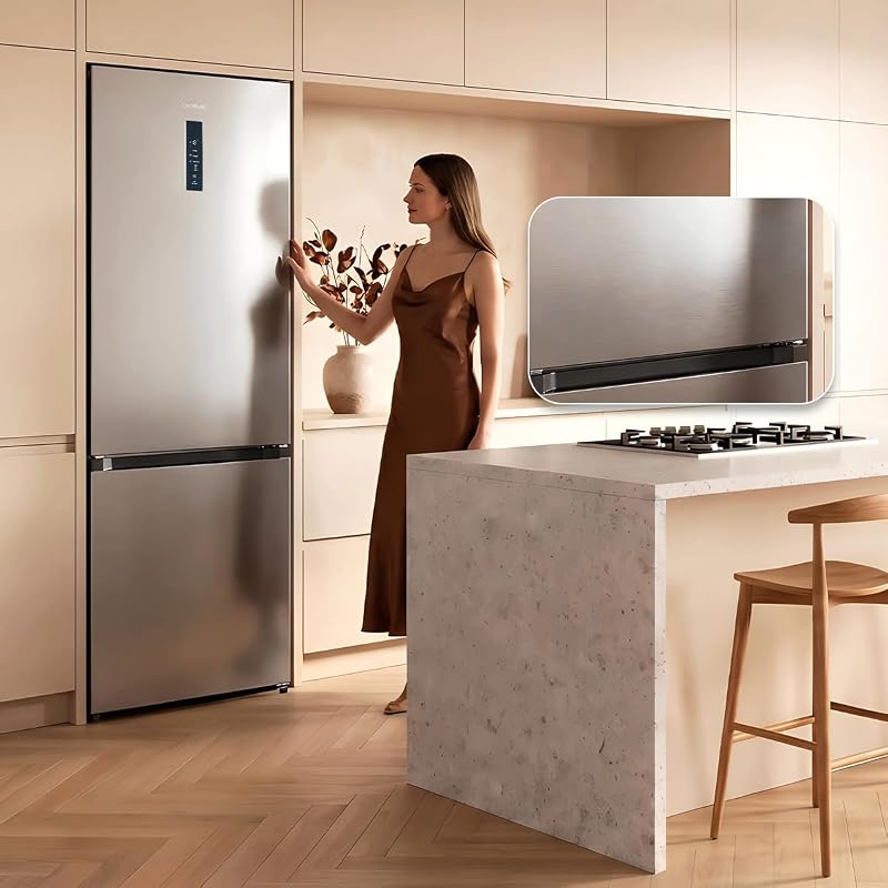 Frigorifero Combinato Total No Frost 405 L Bolero CoolMarket Combi 405WL Elite Inox D. Altezza 200 cm, Larghezza 60 cm, MetalFlex Cooling, Fresh Flex, Interno Elite Grey, Inox
