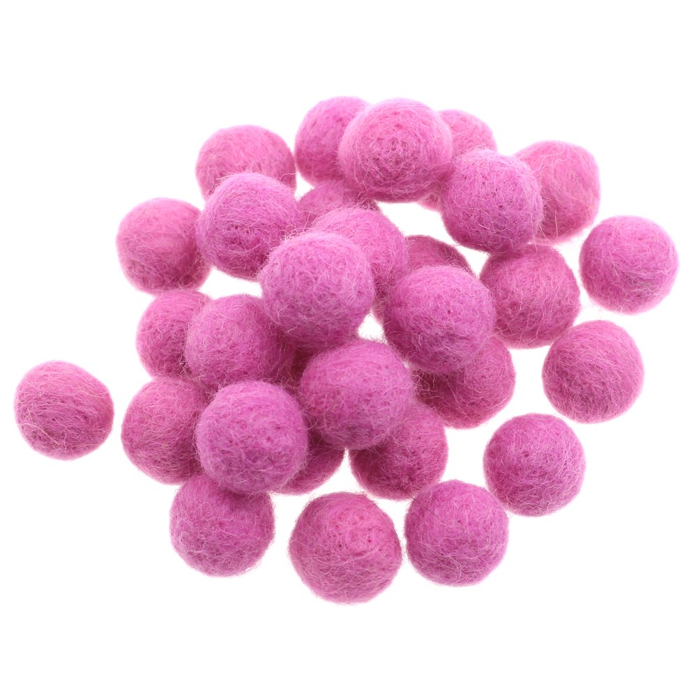 Zasy 20mm Needle Felt Wool Balls Felt Pom Pom Beads DIY Accessories Garlands 30pcs (Dark Pink) — image 1