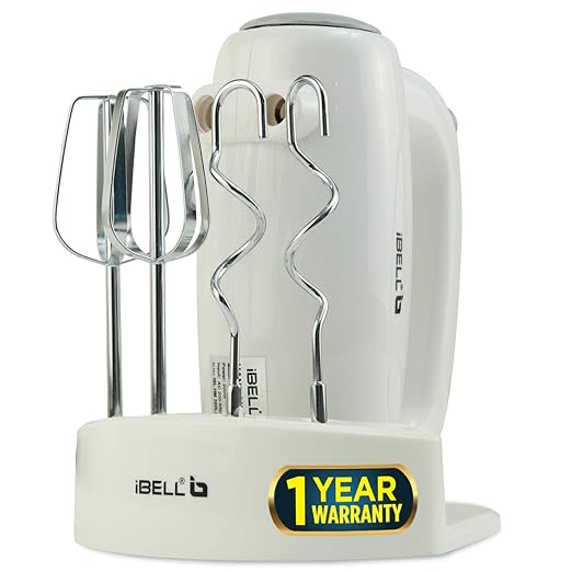 iBELL Hand Mixer Beater Blender Electric Cream Maker for Cakes with Base 5 Speed Control and 2