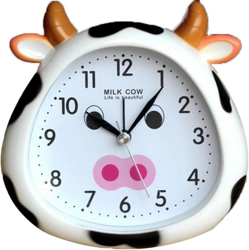 Ysayc Clock Child Student Cartoon Cow Small Alarm Clock