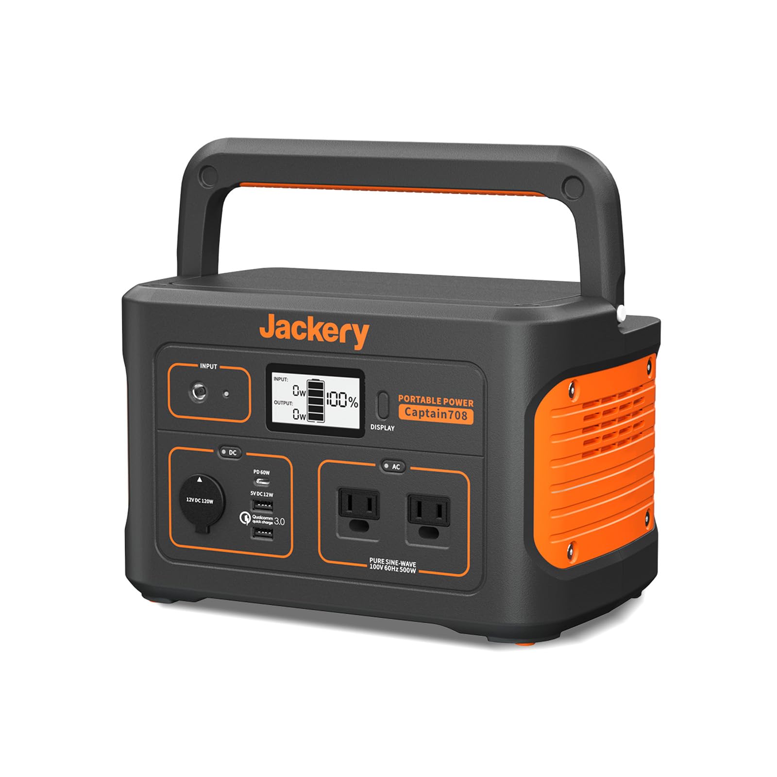 Jackery 708 Portable Power Supply, 708 191,400 mAh/708 Wh, Large Capacity, Portable Battery, Power Saving Countermeasure, PSE Certified, Pure Sine Wave, MPPT Control, AC/DC/USB Output, Large LCD