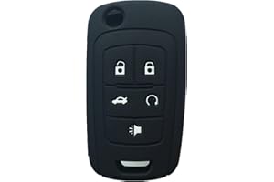 Silicone Chevy Key Fob Cover：Rpkey Keyless Remote Control Protector Replacement Fit for Chevrolet Equinox Cruze Camaro Malibu Impala Sonic | Black Car Key Case