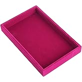 Youngy Stackable Jewelry Trays Inserts Velvet Catch All Jewelry Display Tray Case - Hot Pink