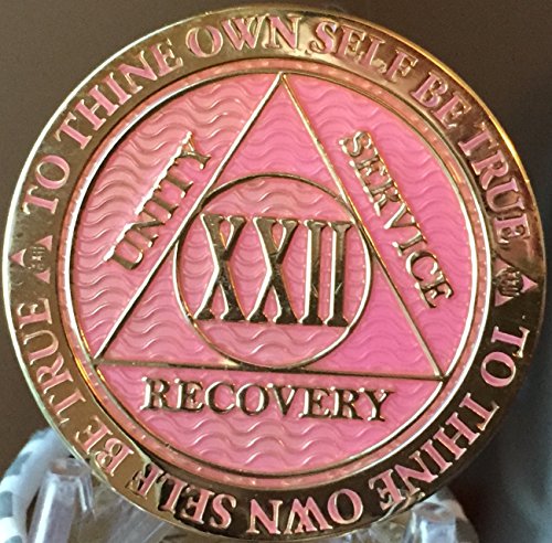 Recoverychip 22 Year AA Medallion Reflex Pink Gold Plated Chip