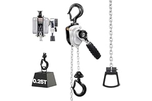 VEVOR Manual Lever Chain Hoist, 1/4T 550LBS Capacity Heavy Duty Come Along, 5FT Lift G80 Alloy Steel Chain with Dual Pawl Mec