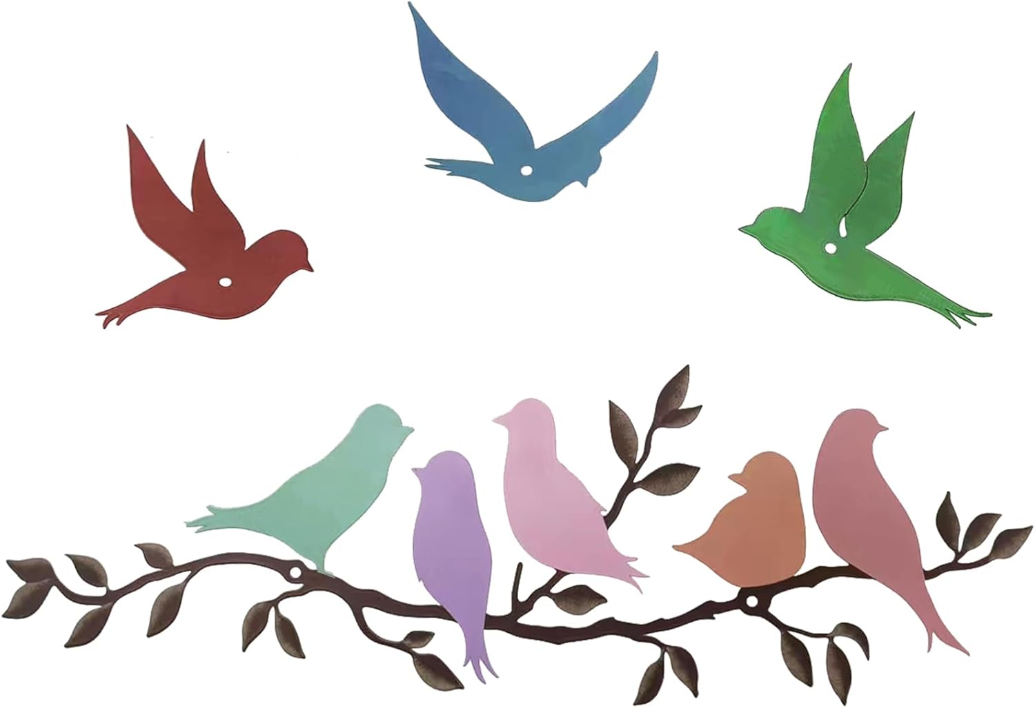 Plaques & Wall Art - Evjocoh 3 Packs Metal Birds Wall Art Decor, Rustic Hanging Bird and Leaf Home Decor for Balcony Garden Indoor Outdoor (Green)