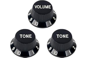 Banworks Imperial 24-Spline Electric Guitar Control Knobs 2 Tone and 1 Volume Knobs 6mm (15/64") Speed Knobs Top Hat for Fender Strat ST Electric Guitars Pack of 3 JT/XN-06 Black