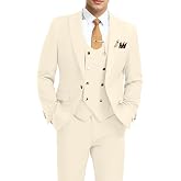 Men's Suits 3 Piece Slim Fit Tuxedo Suit One Button Double Breasted Men Wedding Prom Homecoming Suits Blazer Vest Pants