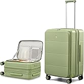 Hanke Hardside Expandable Checked Luggage, 24 Inch Top Opening Trunk Luggages with Spinner Wheels, All-PC Hard Shell Suitcase, Lightweight TSA Checked-Medium(Bamboo Green, 83L)