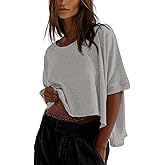COMBEME Women's Oversized Tshirts Summer Cute Crop Tops Dolman Short Sleeve Loose Flowy Basic Tees