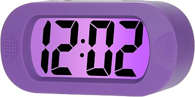Plumeet Digital Alarm Clock Travel Clock with Snooze Nightlight Purple