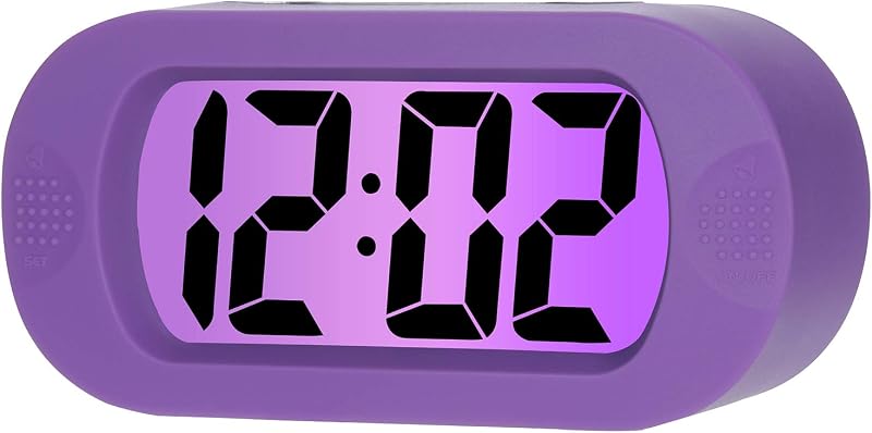 Plumeet Digital Alarm Clock Travel Clock with Snooze Nightlight Purple