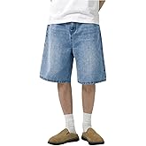GORGLITTER Boy's Baggy Jeans Jorts Casual High Waist Wide Leg Loose Denim Shorts Bottoms Knee Length