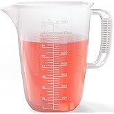 Luvan 4L/1 Gallon Plastic Measuring Pitcher, 134oz Large Measuring Cup with Spout and Handle, Oil Measuring Container, 1 Gall