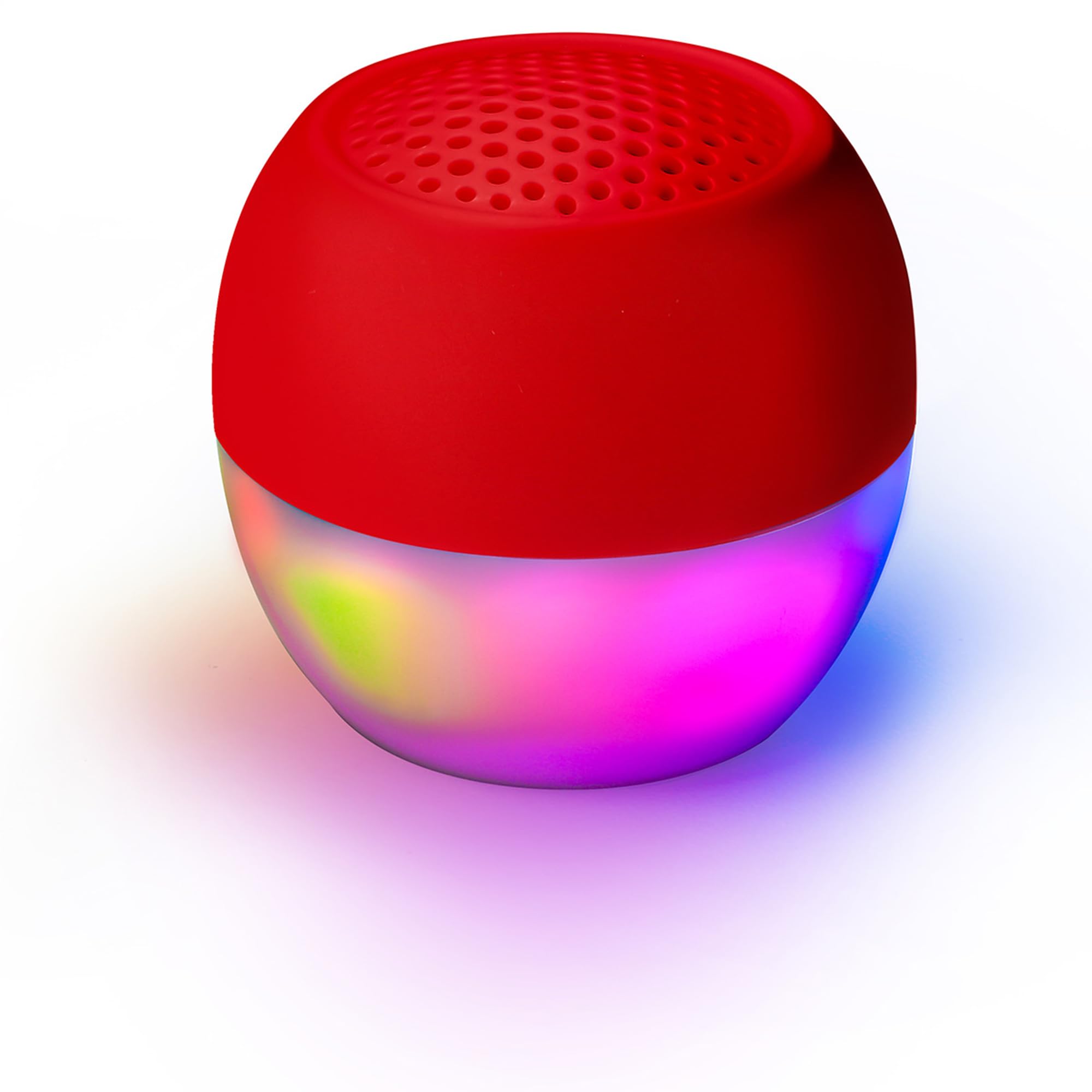Boompods Soundflare Mini Bluetooth Speaker with Syncing Light Show - Portable IPX6 Waterproof Shower Speaker, 5 Hr Playtime, Made from Ocean-Bound Plastic, Wireless Music & Selfie Control, Red