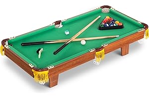 REAHOISY 36" Mini Pool Table & Billiard Set, Portable Billiards Game, Small Tabletop Pool Set Includes Balls, Sticks, Chalk, Brush & Triangle for Family