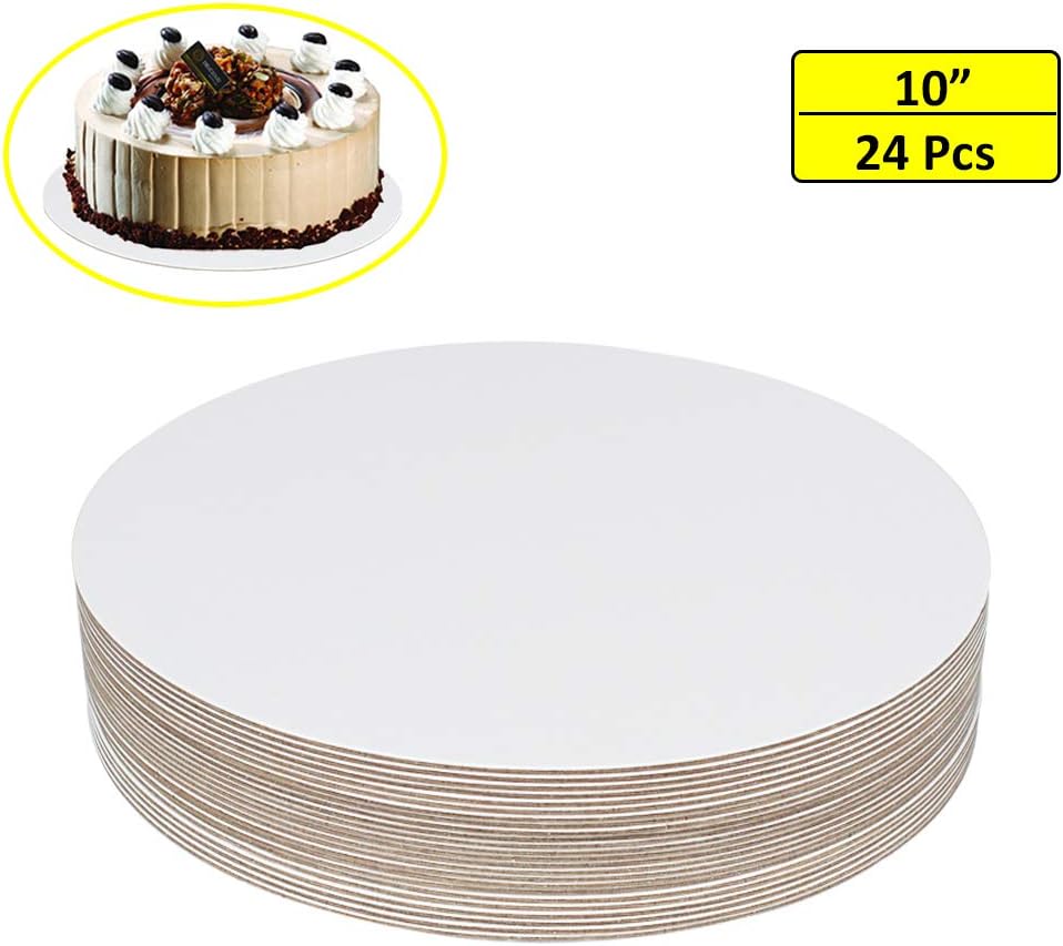 YBCPACK 24 Pcs 10” Cake Boards(White) Cardboard Round Cake Circle Base