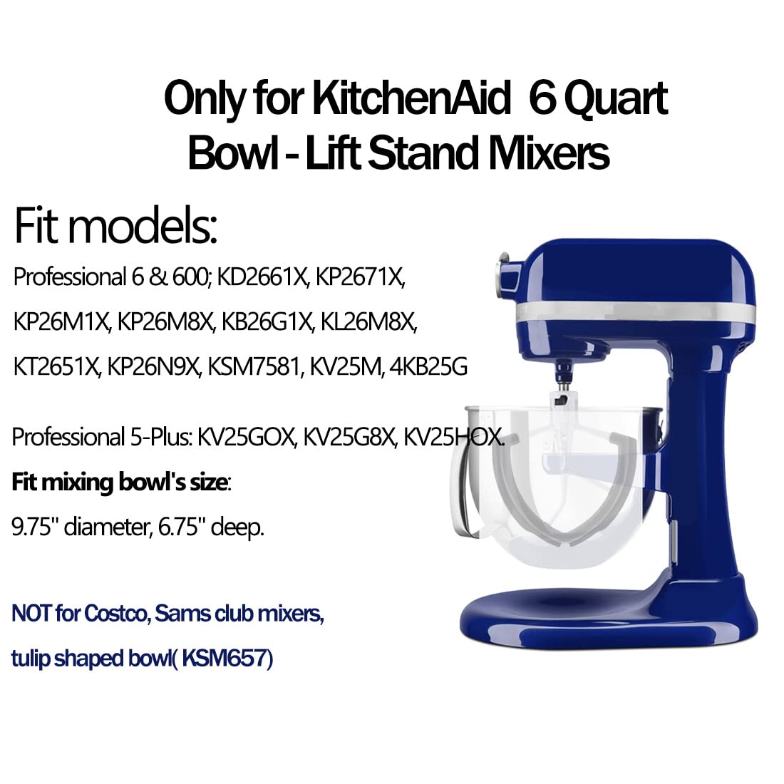 6QT Flex Edge Beater for KitchenAid Bowl-Lift Stand Mixer,6 Quart Flat Beater Paddle with Flexible Silicone Edge Bowl Scraper