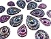 30 Pcs Purple Sparkly Iridescent Flat Back Teardrop, Circle Beads Cabochons