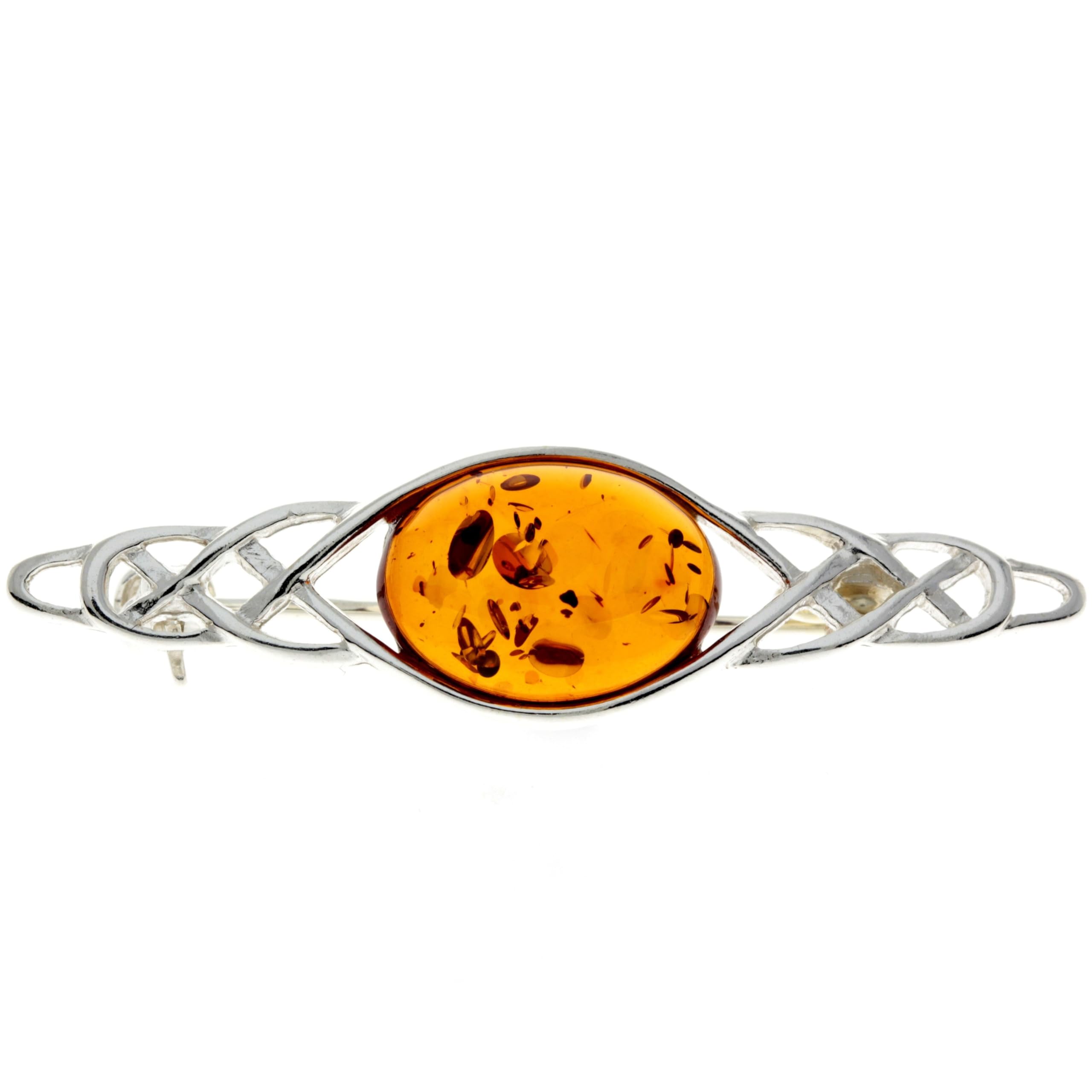 925 Sterling Silver & Baltic Amber Jewellery - Brooch GL806