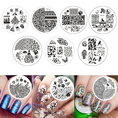 BORN PRETTY 10 Circular Nail Art Stamp Template Multi-Pattern Nail Stamping Combination Set Plates Image Pattern DIY