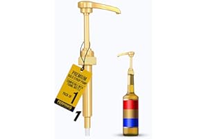 PERMINKS Premium Syrup Pump Compatible with Torani 750 ml Bottle, Davinci Syrups - No Spill, No Clog Syrup Pump Dispenser for Vanilla, Snow Cone, Blueberry, Coffee Flavoring & More (Pack of 1, Gold)