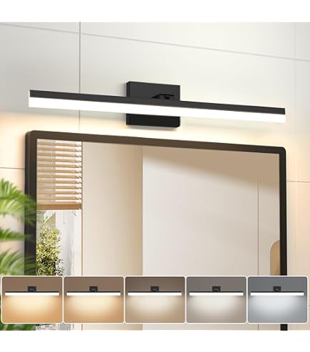 38.98 In.W 6-Lights Black LED Vanity Light Bar Over Mirror,Modern Acrylic Adjustable Wall Lighting Fixtures For Bathroom HL-W134070930 - The Home Depot
