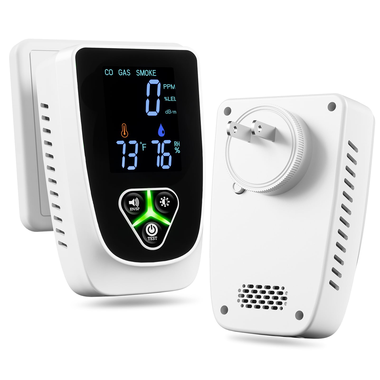 Photo 1 of ***FOR PARTS ONLY/ NON-FUNCTIONAL*** 5-in-1 Carbon Monoxide Detectors Plug in, Smoke Alarm & Natural Gas Leak Detector with Temperature & Humidity Sensor, Portable CO Detector with LCD Display Sound & Light Alert for Home Travel