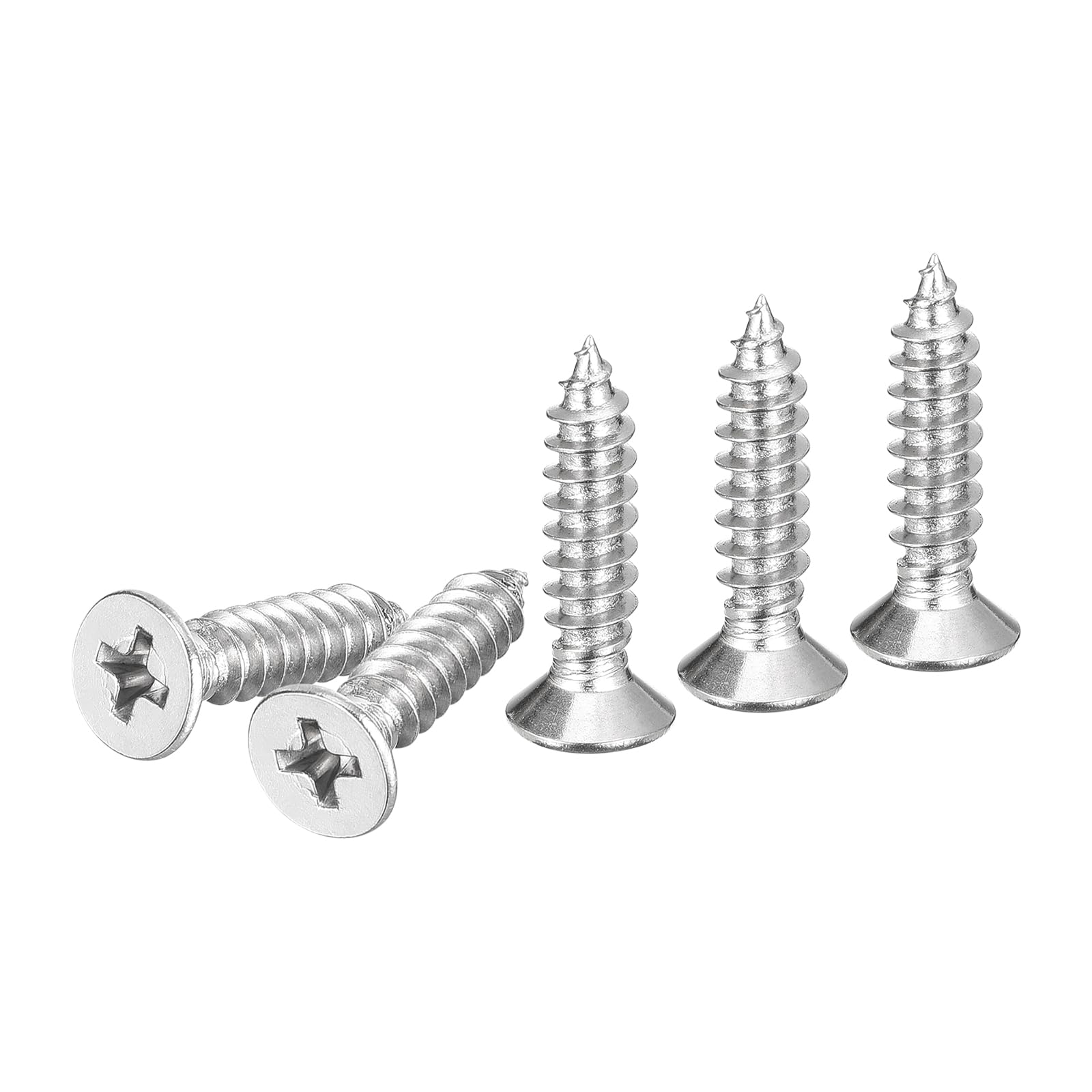 DTGN 50Pcs M6x25mm Flat Head Wood Screws, 304 Stainless Steel Phillips Self Tapping Screws - Good for Woodworking, Furniture - Silver โ image 1