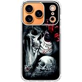 Pumhey Sugar Skull Girl Skeleton Phone Case Compatible with iPhone 17 Pro Max, Cool Kiss Skull Phone Cover, Trendy Cool TPU Case Cover