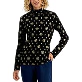 Karen S Womens Printed Mock Neck Top