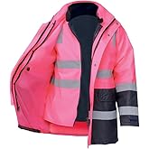 SMASYS Safety High Visibility Oxford Double Thick Reflective Jacket, ANSI Class 3, Construction Protective Work Wear