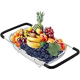 Over the Sink Colander Expandable Stainless Steel Strainer Basket for Kitchen Sink Rinse Veggies and Fruits,Drain Pasta and S