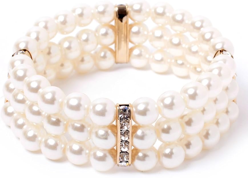 Amazon Girl ガール 結婚式 二次会 お呼ばれ 3連パール シルバーラインストーンブレスレット ブレスレット 通販