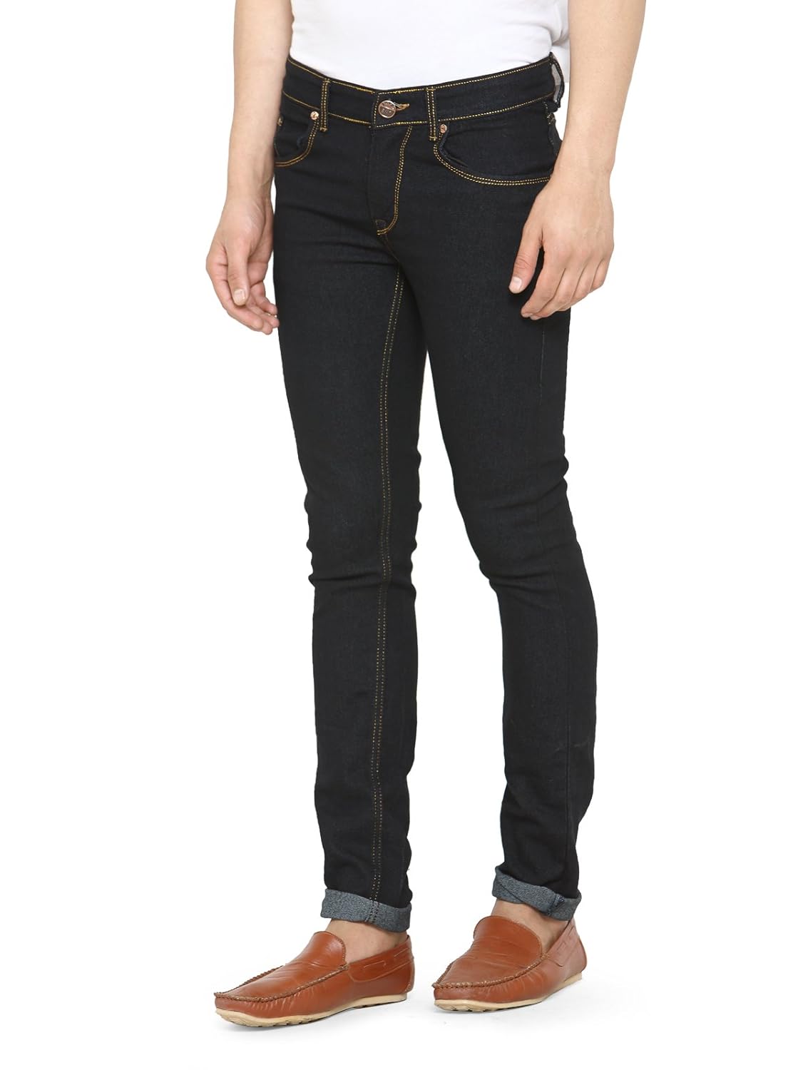 jainish men's denim stretchable jeans (black)