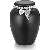 SOITIS Urn for Human Ashes Keepsake- 4.8 Inches Black Ceramic Urn Ashes Keepsake, Medium Memorial Holder Decorative Urn, Funeral Cremation Urns for Women Men