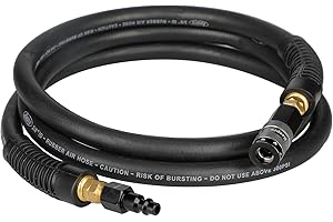 Keepro Rubber Lead in Air Hose, Durable Air Compressor Hose 3/8 Inch ID By 6 Feet Long with Swivel Universal Aluminium Quick Coupler and Plug, 300 PSI Maximum Pressure,Black