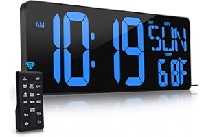 CYMHCHL Large Digital Wall Clock with Remote Control 17.2" LED Large Display Timer with Temperature Date Week Auto DST Adjustable Brightness, Big Wall Alarm Clock for Living Room Office Garage Gym Seniors