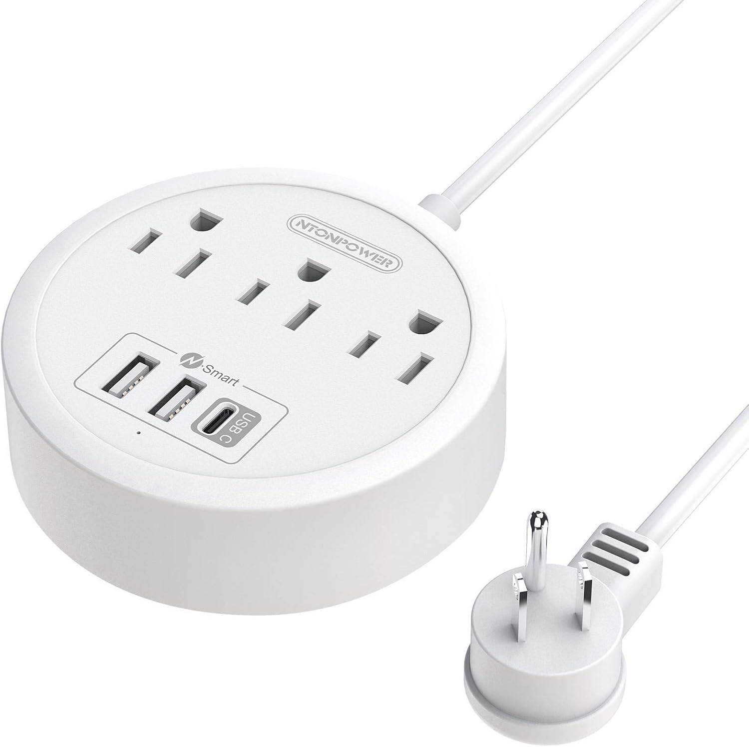USB C Power Strip with 30W Power Delivery, NTONPOWER Flat Plug Power Strip with 5ft Extension Cord, 3 Outlets 3 USB Desktop Charging Station, Wall Mountable, Compact for Office Home Dorm Essentials: Electronics